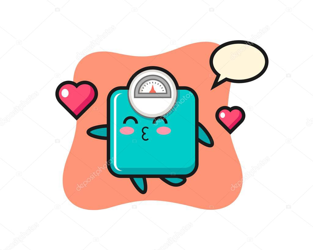 weight scale character cartoon with kissing gesture , cute style design for t shirt, sticker, logo element