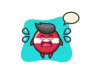 Letonya bayrak karikatür çizimi, ağlama hareketi, tişört, çıkartma, logo elementi için şirin bir tasarım.