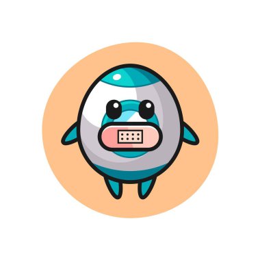 Ağzı bantlı roket çizimi, tişört, çıkartma, logo elementi için şirin bir tasarım.