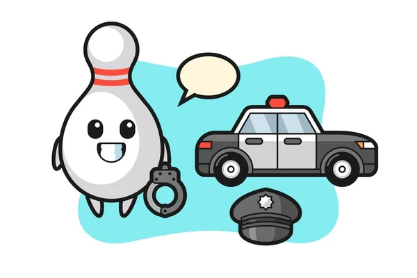 Mascote Desenhos Animados Pino Boliche Como Uma Polícia Design Estilo —  Vetores de Stock