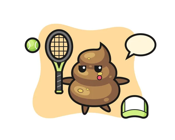 Cartoon Charakter Von Poop Als Tennisspieler Niedliches Design Für Shirt — Stockvektor