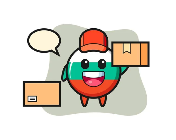 Mascotte Illustration Bulgaria Drapeau Badge Comme Messager Design Style Mignon — Image vectorielle