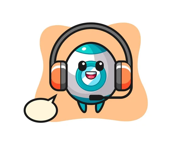 Cartoon Mascot Rocket Customer Service Cute Style Design Shirt Sticker — Stock Vector