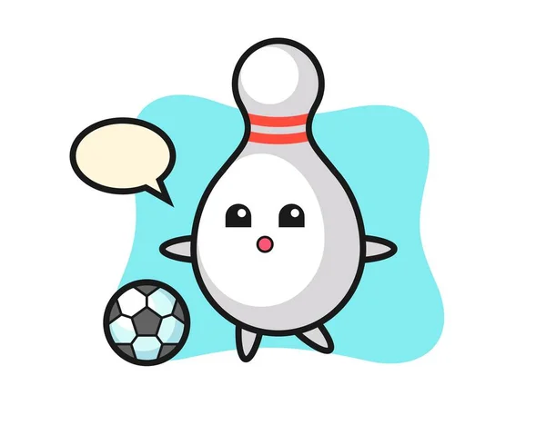 Illustrazione Del Cartone Animato Bowling Pin Sta Giocando Calcio Design — Vettoriale Stock