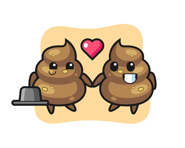 Poop Personagem Desenho Animado Casal Com Queda Gesto Amor Design —  Vetores de Stock