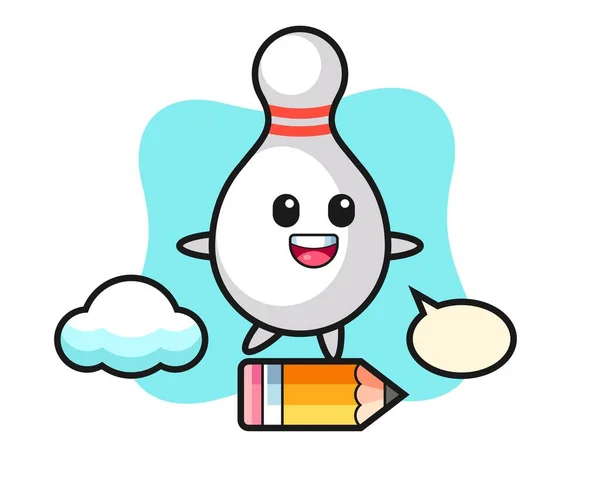 Bowling Pin Maskot Ilustrace Obří Tužce Roztomilý Styl Designu Pro — Stockový vektor