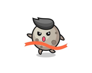 Şirin Ay çizimi bitişe ulaşıyor, tişört, etiket, logo elementi için şirin bir tasarım.