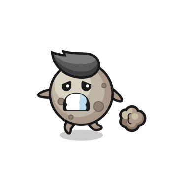 Korku içinde koşan ayın resmi, tişört, etiket, logo elementi için şirin bir tasarım