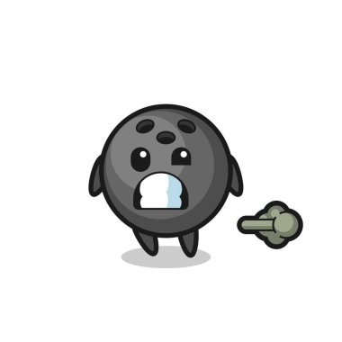 Bovling topu çizgi filminin osurması, tişört, çıkartma ve logo için şirin bir tasarım çizimi.