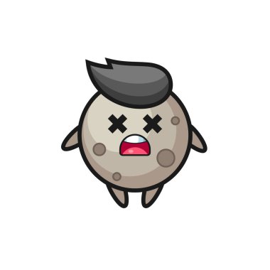 Ölü Ay maskotu karakteri, tişört, çıkartma, logo elementi için şirin bir tasarım.