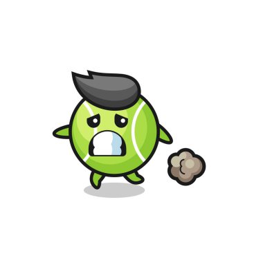 Tenisin korku içinde koşuşunun gösterimi, tişört, çıkartma, logo elementi için şirin bir tasarım