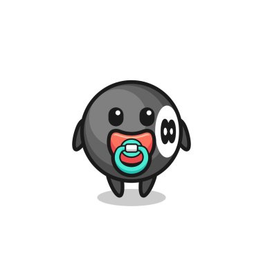 Bebek 8 top bilardo karakteri emzik, tişört, çıkartma, logo elementi için şirin bir tasarım.