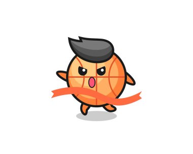 Şirin basketbol illüstrasyonu bitişe yaklaşıyor, tişört, çıkartma, logo elementi için şirin bir tasarım.