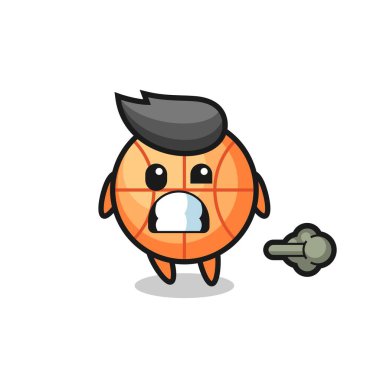 Basketbol çizgi filminin osuruğu, tişört, çıkartma ve logo için şirin bir tasarım çizimi.