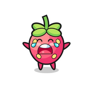 Ağlayan çilek gibi şirin bir bebek, tişört, çıkartma, logo elementi için şirin bir tasarım.