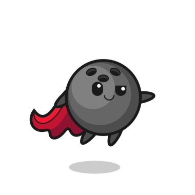 Şirin bowling topu süper kahraman uçuyor, tişört, çıkartma, logo elementi için şirin bir tasarım.