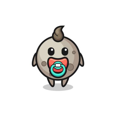 Emziği olan bebek ay çizgi film karakteri, tişört, çıkartma, logo elementi için şirin bir tasarım.