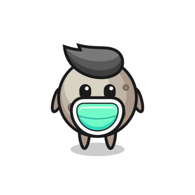 Maske takan sevimli ay çizgi filmi, tişört, çıkartma, logo elementi için şirin bir tasarım.