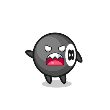 Çok kızgın poz veren sevimli 8 top bilardo çizgi filmi tişört, çıkartma, logo elementi için şirin bir tasarım.