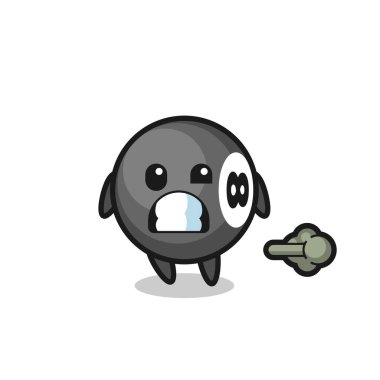 8 top bilardo karikatürü osuruk yapıyor, tişört, çıkartma, logo elementi için şirin bir tasarım.