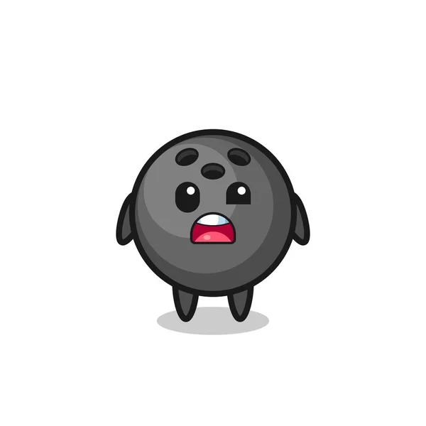 Het Geschokte Gezicht Van Leuke Bowlingbal Mascotte Leuke Stijl Ontwerp — Stockvector