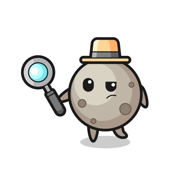 Luna Detective Carácter Está Analizando Caso Lindo Diseño Estilo Para — Archivo Imágenes Vectoriales