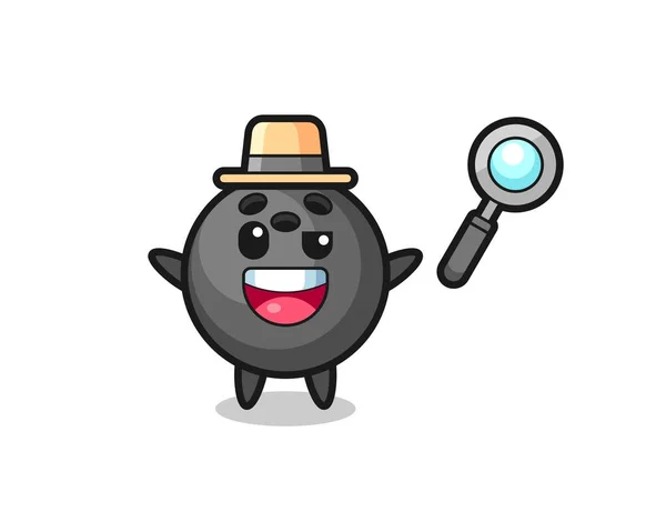 Illustration Bowling Ball Mascot Detective Who Manages Solve Case Cute — Stock Vector