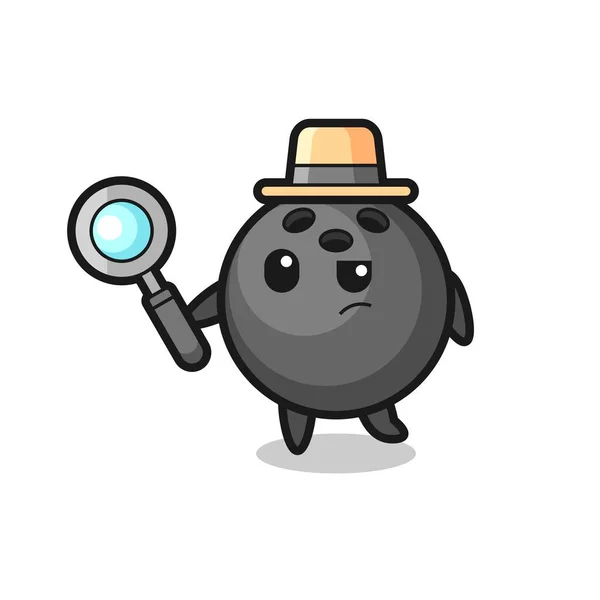 Personaje Detective Bola Bolos Está Analizando Caso Lindo Diseño Estilo — Archivo Imágenes Vectoriales