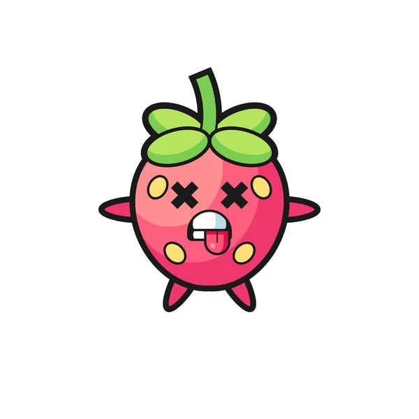 Caractère Fraise Mignonne Avec Pose Morte Conception Style Mignon Pour — Image vectorielle