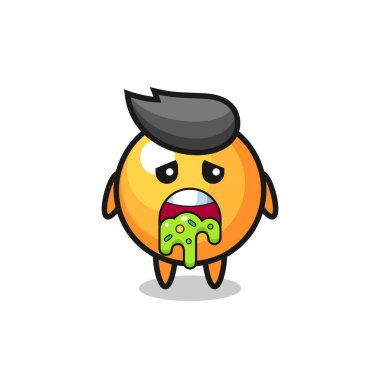 Tişört, çıkartma, logo elementi için şirin bir tasarım olan, kusmuklu şirin pinpon topu karakteri.