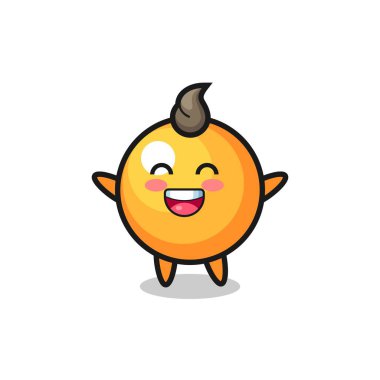 Mutlu bebek pinpon topu çizgi film karakteri, tişört, çıkartma, logo elementi için şirin tasarım.