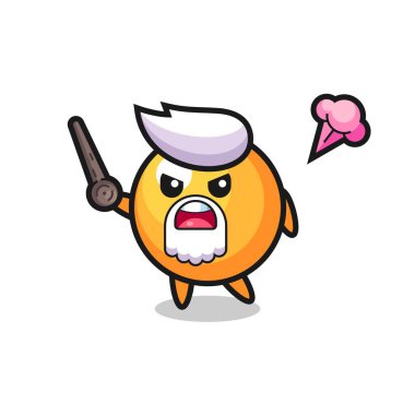 Şirin masa tenisi topu dedem sinirlenmeye başladı. Tişört, çıkartma, logo elementi için şirin bir tasarım.