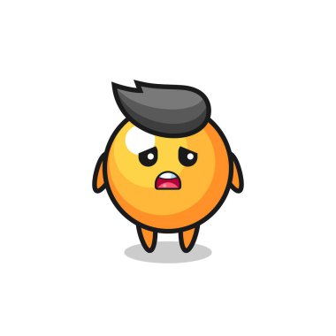 Ping pong topu çizgi filminin hayal kırıklığına uğramış ifadesi, tişört, çıkartma, logo elementi için şirin bir tasarım.