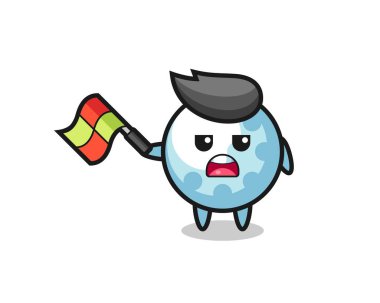 Çizgi film yargıcı olarak bayrağı 45 derecelik açıyla kaldırıyor. Tişört, çıkartma, logo elementi için şirin bir tasarım.