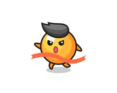 Tişört, çıkartma, logo elementi için şirin bir tasarım olan pinpon topu çizimi bitiş noktasına ulaşıyor