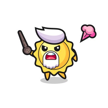 Şirin güneş dedem sinirlenmeye başladı. Tişört, çıkartma, logo elementleri için şirin bir tasarım.