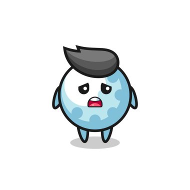 Golf çizgi filminin hayal kırıklığına uğramış ifadesi, tişört, çıkartma, logo elementi için şirin bir tasarım.