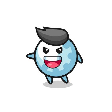 Heyecanlı pozu olan bir golf çizgi filmi, tişört, çıkartma, logo elementi için şirin bir tasarım.