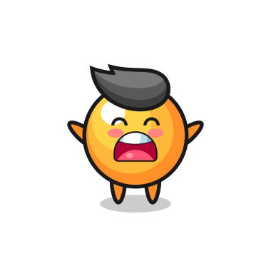 Hoş masa tenisi maskotu, esneme ifadesi, tişört, çıkartma, logo elementi için şirin bir tasarım.