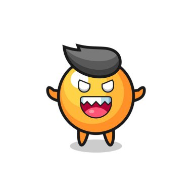 Şeytani pin pon topu maskotu karakteri, tişört, çıkartma, logo elementi için şirin bir tasarım.