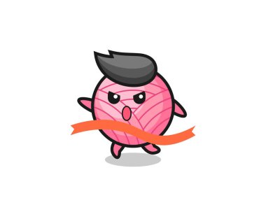 Şirin iplik topu illüstrasyonu bitişe ulaşıyor, tişört, etiket, logo elementi için şirin bir tasarım.