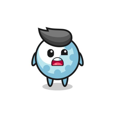 Şirin golf maskotunun şok olmuş yüzü, tişört, çıkartma, logo elementi için şirin bir tasarım.