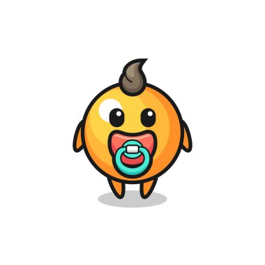 Bebek pinpon topu emziği olan çizgi film karakteri, tişört, çıkartma, logo elementi için şirin bir tasarım.