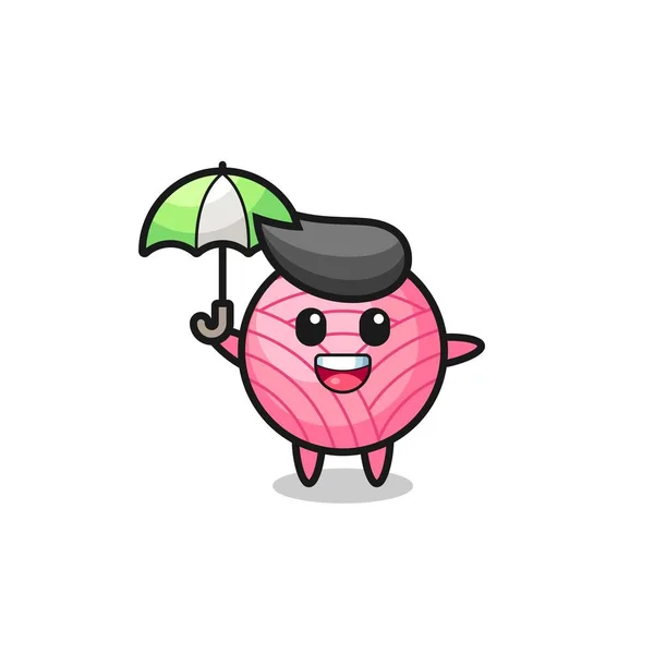 Illustration Boule Fil Mignon Tenant Parapluie Conception Style Mignon Pour — Image vectorielle
