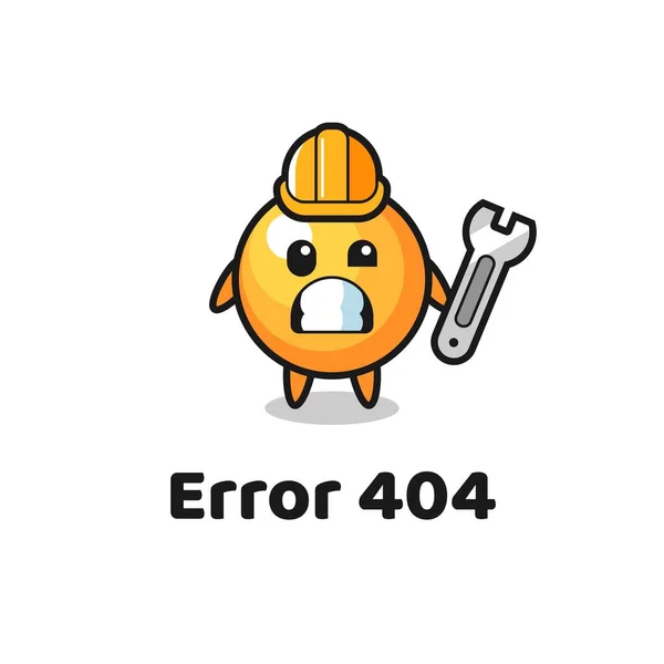 Erro 404 Com Mascote Bonito Bola Ping Pong Design Estilo — Vetor de Stock
