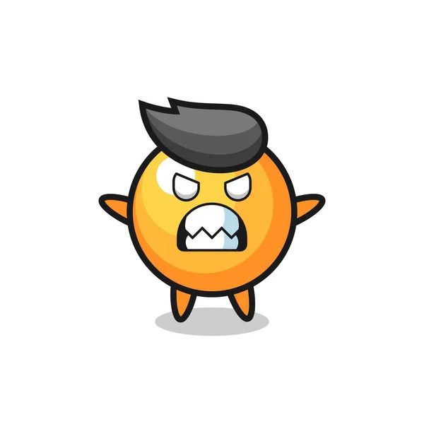 Expression Courroucée Personnage Mascotte Balle Ping Pong Design Style Mignon — Image vectorielle