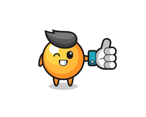 Cute Piłka Ping Pongowa Social Media Kciuki Góry Symbol Ładny — Wektor stockowy
