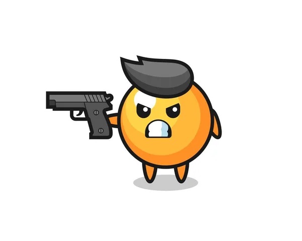 Χαριτωμένο Ping Pong Μπάλα Shoot Χαρακτήρα Ένα Όπλο Χαριτωμένο Σχεδιασμό — Διανυσματικό Αρχείο
