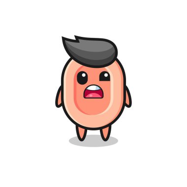 Şirin sabun maskotunun şok olmuş yüzü, tişört, çıkartma, logo elementi için şirin bir tasarım.