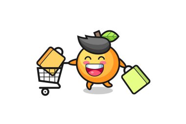 Şirin turuncu meyve maskotu, tişört, çıkartma, logo elementi için şirin bir tasarım.